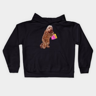 Cavapoo puppy - cute cavalier king charles spaniel Cavoodle-  puppy is going shopping Kids Hoodie